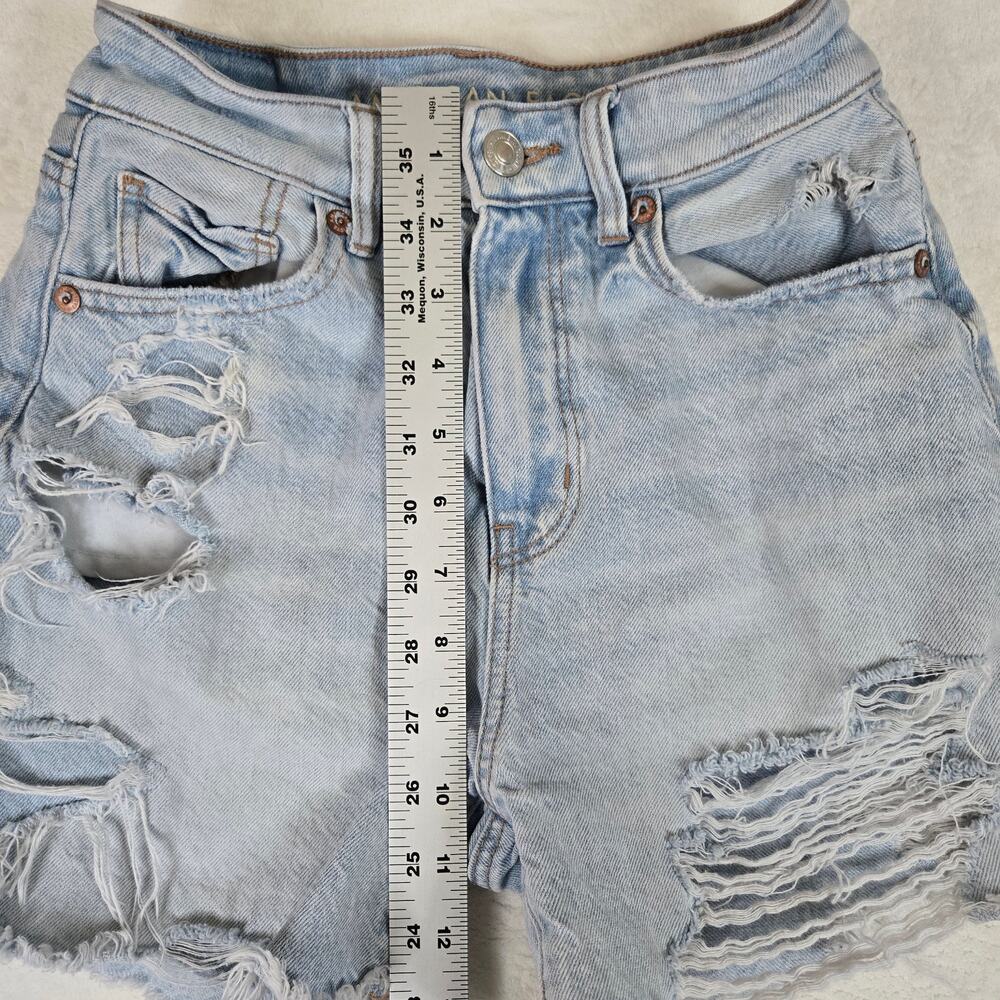 American Eagle 2 Piece Jeans Mom Shorts size 000 Distressed Womens 0690 - Picture 9 of 16
